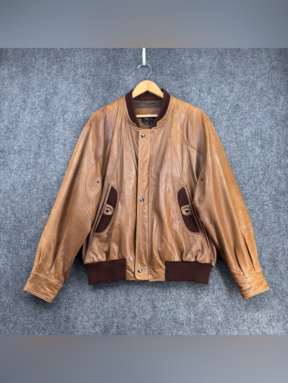 VTG MLC Milwaukee Leather Brown Leather Retro Classic Bomber Jacket Men’s L